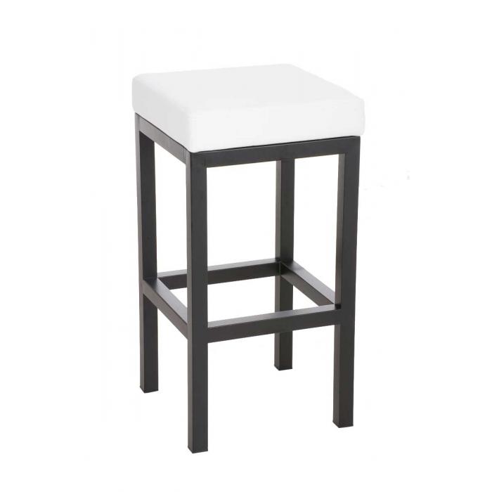 Barhocker CP475, Barstuhl ~ Gestell schwarz, Kunstleder, 80cm, wei