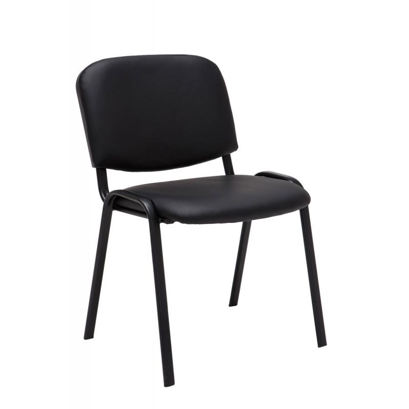 Besucherstuhl HLO-CP111 Kunstleder ~ schwarz