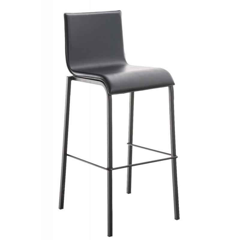 Barhocker HLO-CP7 Leder Flach B78 ~ schwarz