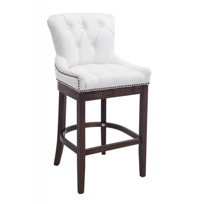 Barhocker HLO-CP26 Echtleder, Antik ~ wei