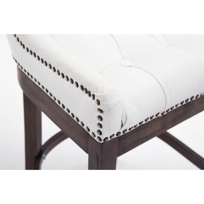 Barhocker HLO-CP26 Echtleder, Antik ~ wei