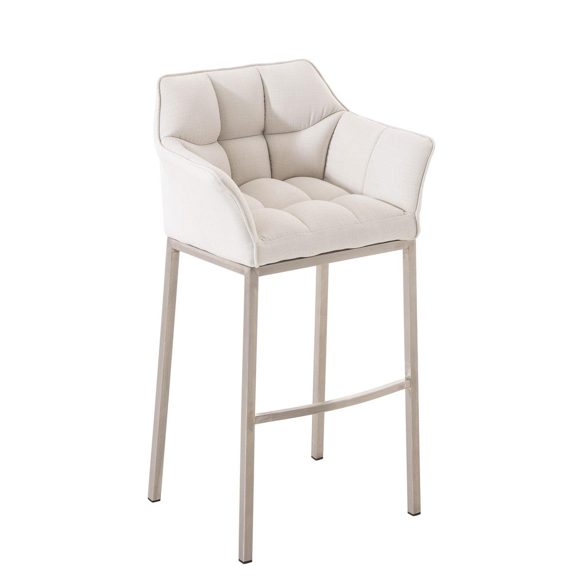 Barhocker HLO-CP1 E Stoff mit 4-Fu Gestell ~ wei