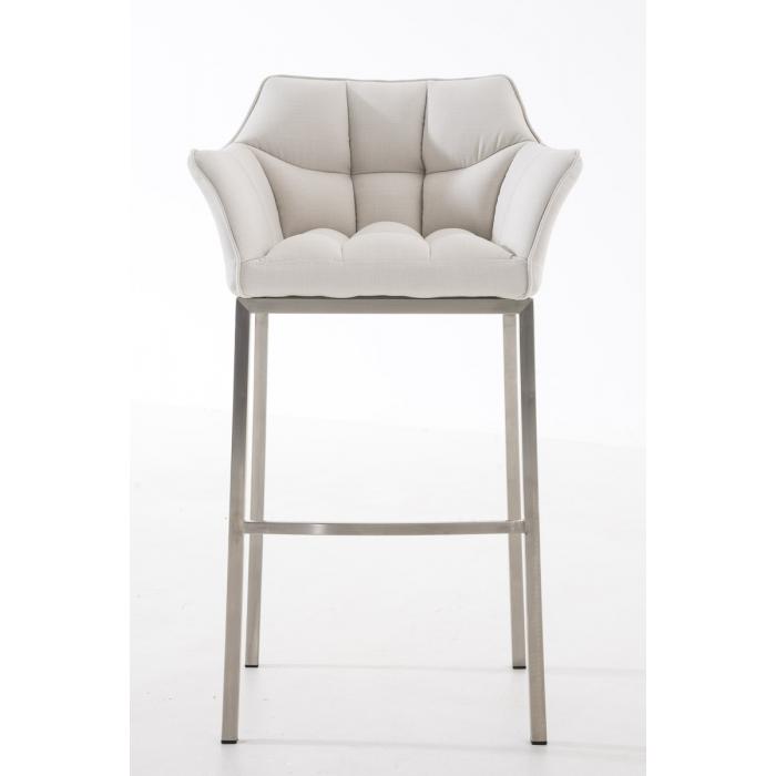 Barhocker HLO-CP1 E Stoff mit 4-Fu Gestell ~ wei