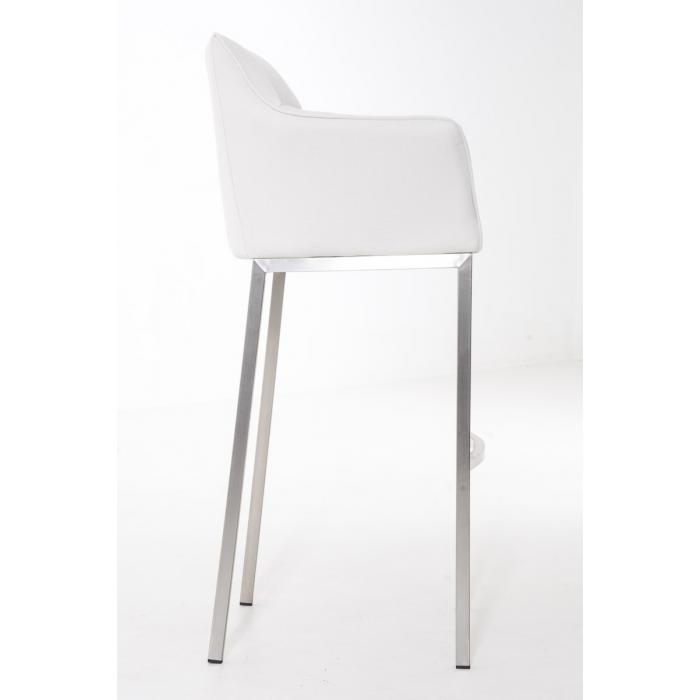 Barhocker HLO-CP1 E Stoff mit 4-Fu Gestell ~ wei