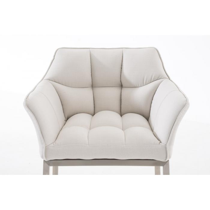Barhocker HLO-CP1 E Stoff mit 4-Fu Gestell ~ wei