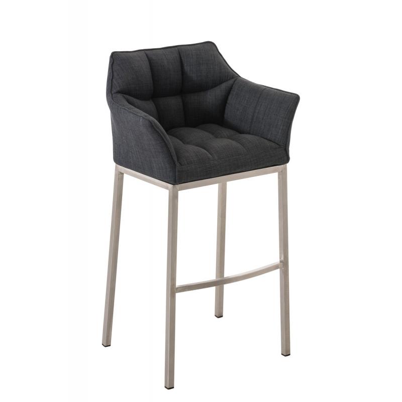 Barhocker HLO-CP1 E Stoff mit 4-Fu Gestell ~ dunkelgrau