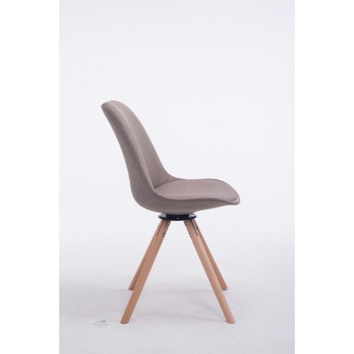 Besucherstuhl HLO-CP50 Drehbar Natura Stoff Rund ~ taupe