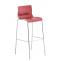 Barhocker HLO-CP20 Chrom 4-Fu Gestell ~ rot