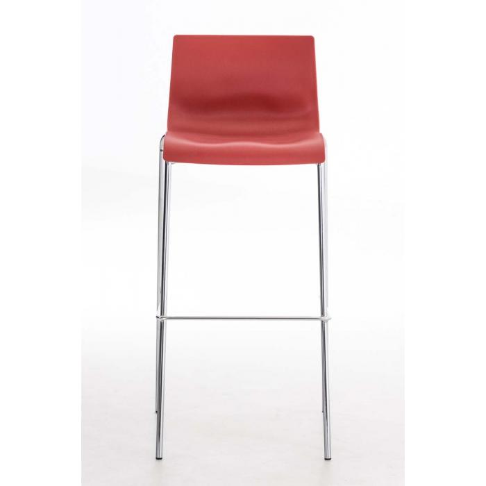 Barhocker HLO-CP20 Chrom 4-Fu Gestell ~ rot