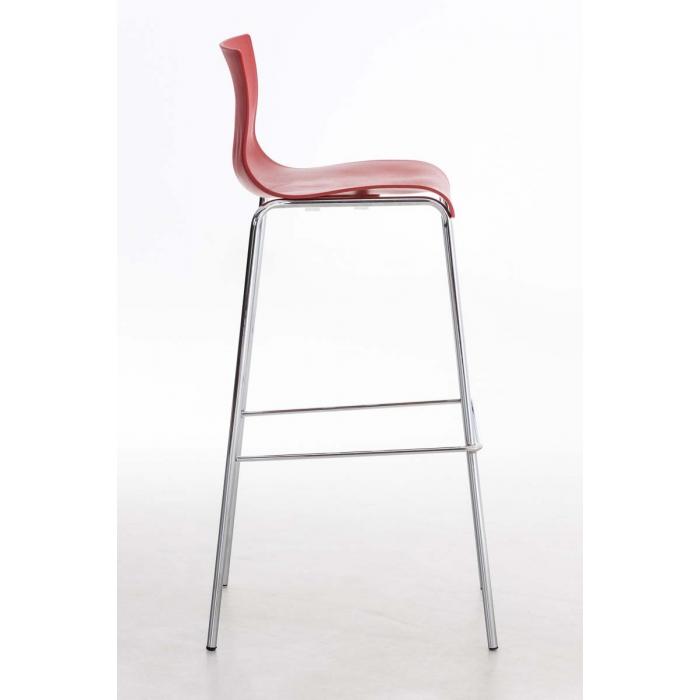 Barhocker HLO-CP20 Chrom 4-Fu Gestell ~ rot