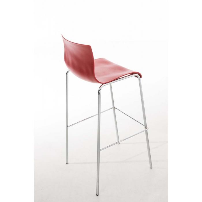 Barhocker HLO-CP20 Chrom 4-Fu Gestell ~ rot