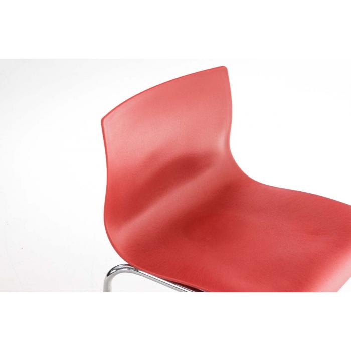 Barhocker HLO-CP20 Chrom 4-Fu Gestell ~ rot