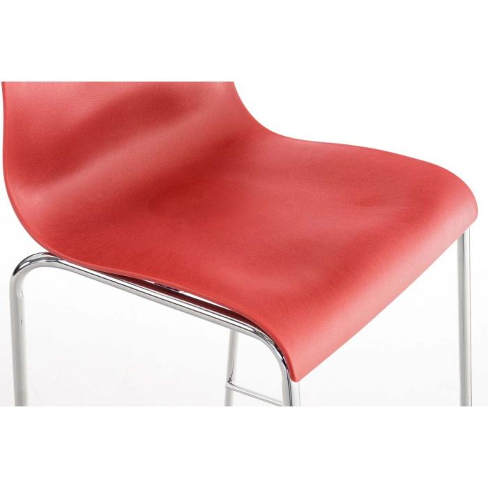 Barhocker HLO-CP20 Chrom 4-Fu Gestell ~ rot