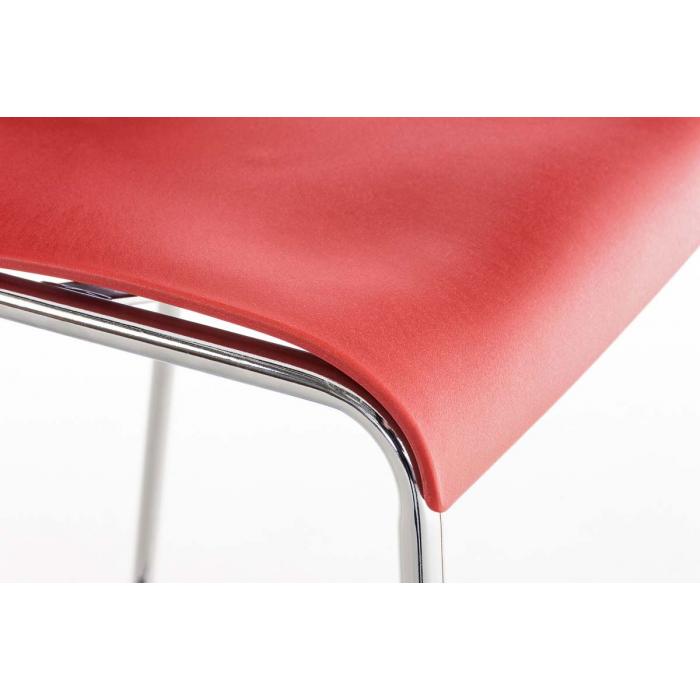 Barhocker HLO-CP20 Chrom 4-Fu Gestell ~ rot