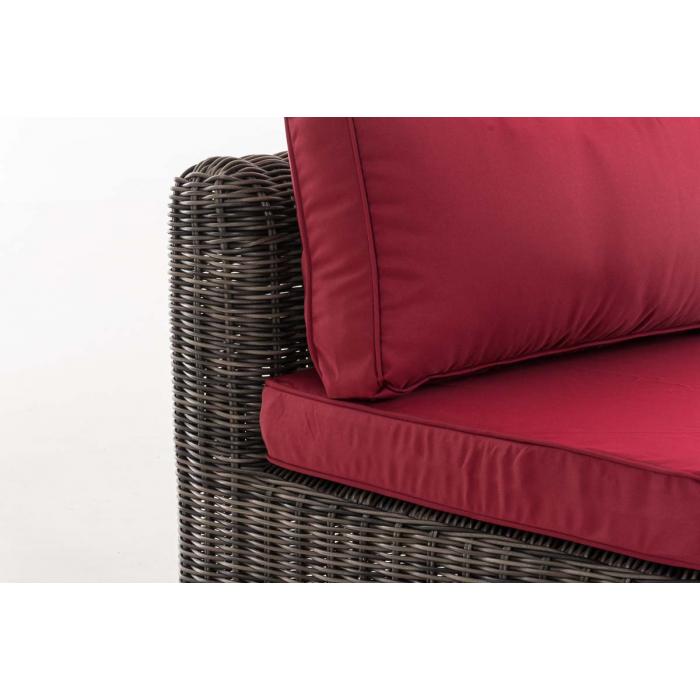 Mittel-Sofa HLO-CP32 Rubinrot 5mm ~ grau-meliert