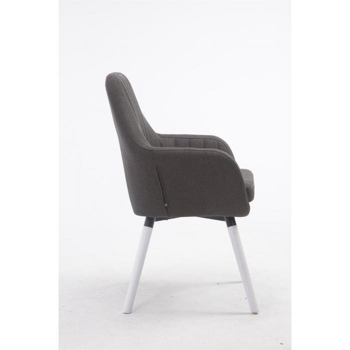 Stuhl HLO-CP43 Stoff Wei ~ dunkelgrau