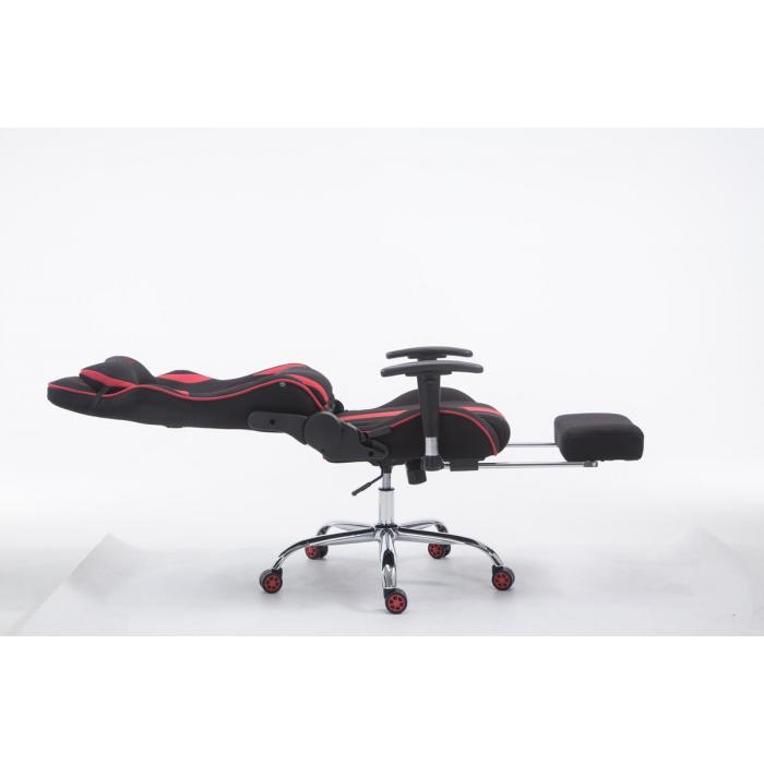 Racing Brostuhl HLO-CP93 V2 Stoff mit Fuablage ~ schwarz/rot