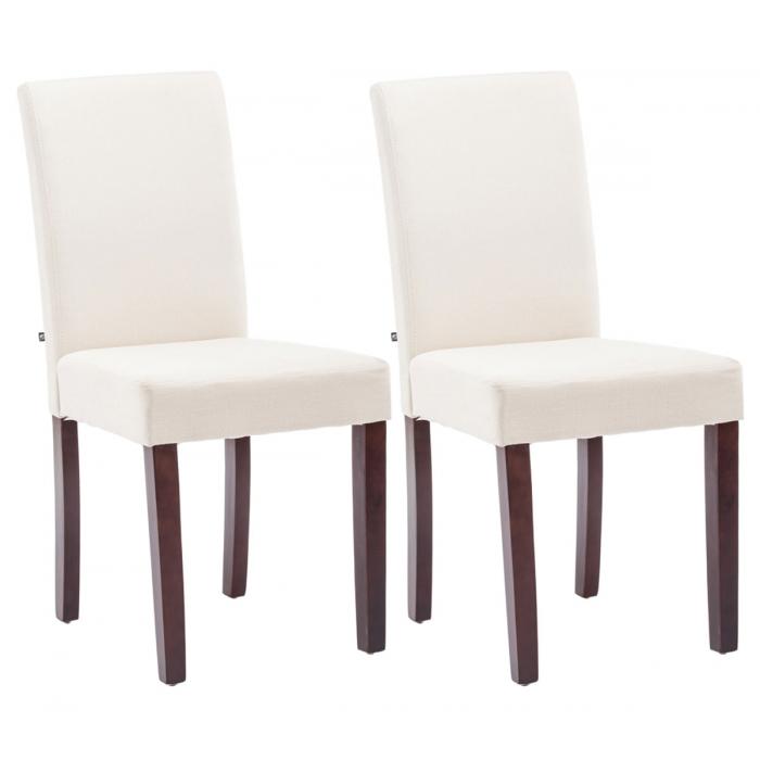 2er Set Esszimmerstuhl HLO-CP25 Stoff cappuccino ~ creme