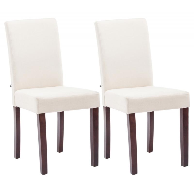 2er Set Esszimmerstuhl HLO-CP25 Stoff cappuccino ~ creme