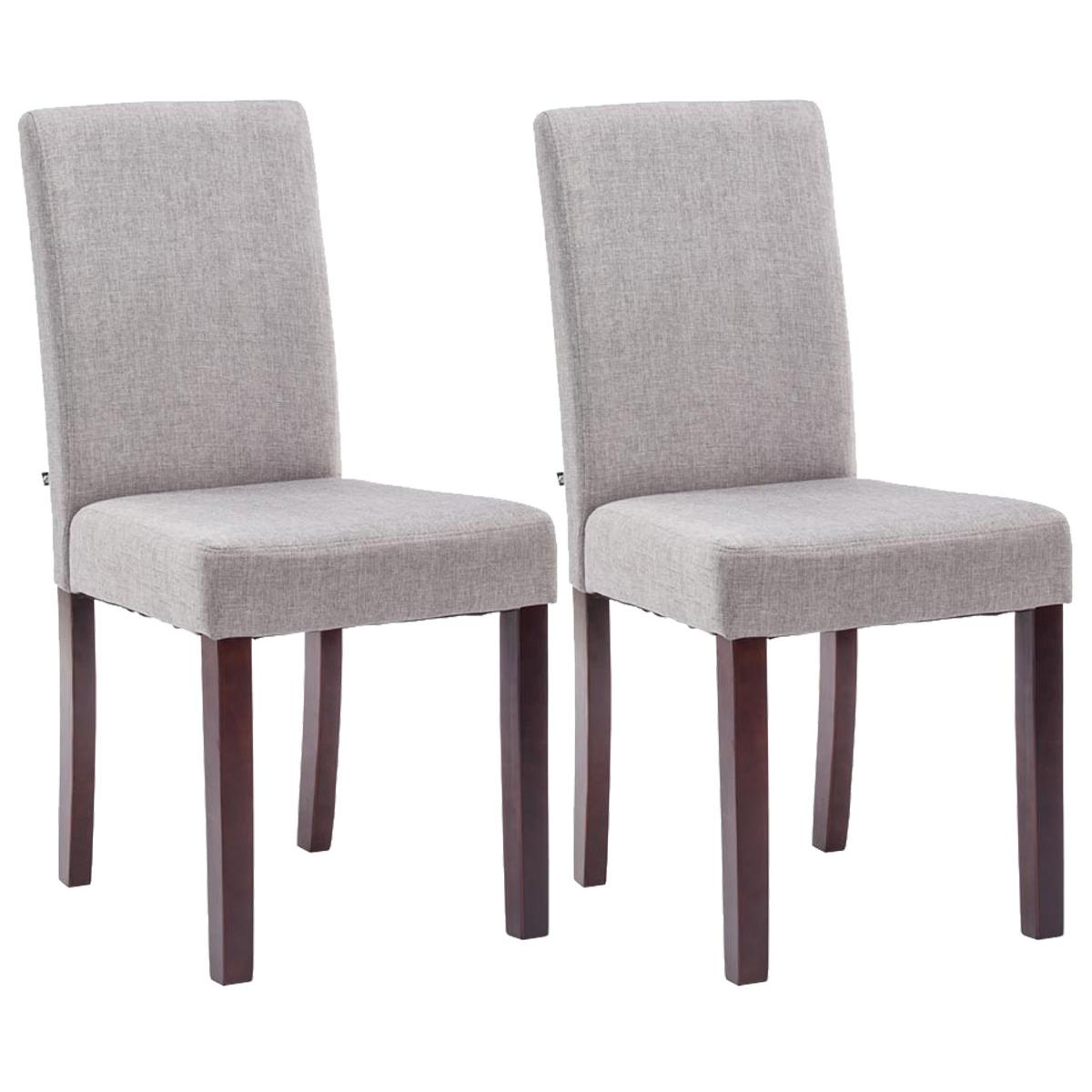 2er Set Esszimmerstuhl HLO-CP25 Stoff cappuccino ~ hellgrau