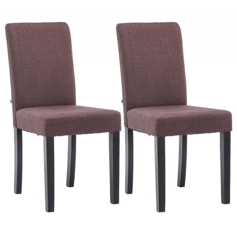 2er Set Esszimmerstuhl HLO-CP25 Stoff schwarz ~ braun