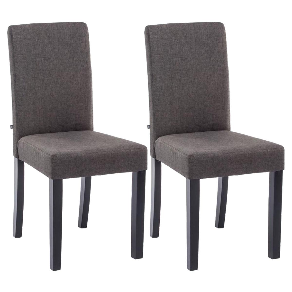 2er Set Esszimmerstuhl HLO-CP25 Stoff schwarz ~ dunkelgrau