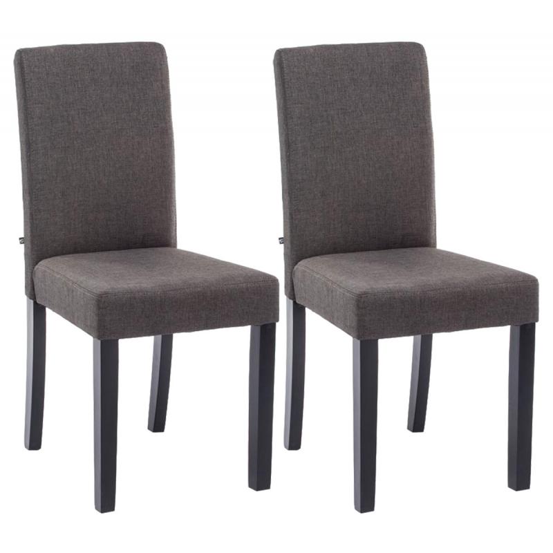 2er Set Esszimmerstuhl HLO-CP25 Stoff schwarz ~ dunkelgrau