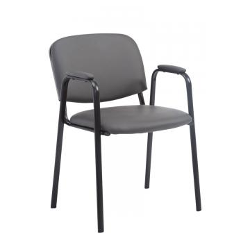 Besucherstuhl HLO-CP111 PRO Kunstleder ~ grau