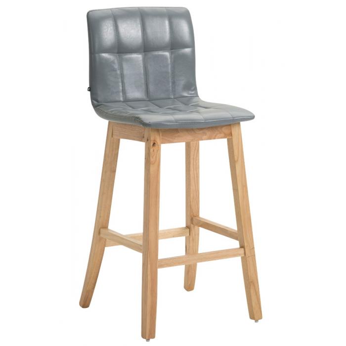 Barhocker HLO-CP241 Kunstleder Natura, ~ grau