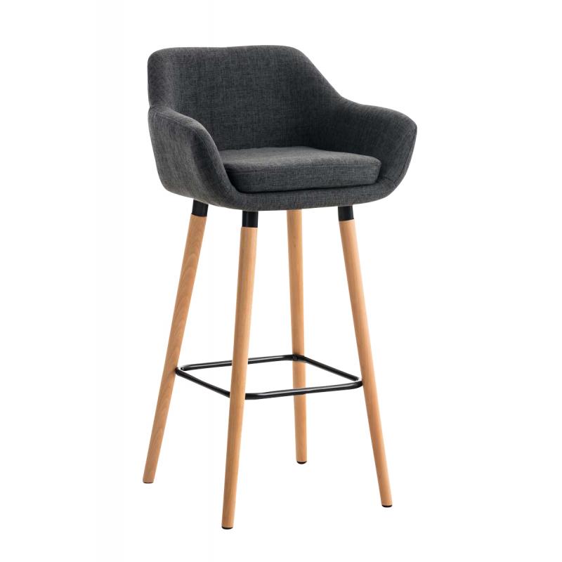 Barhocker HLO-CP19 Stoff ~ dunkelgrau