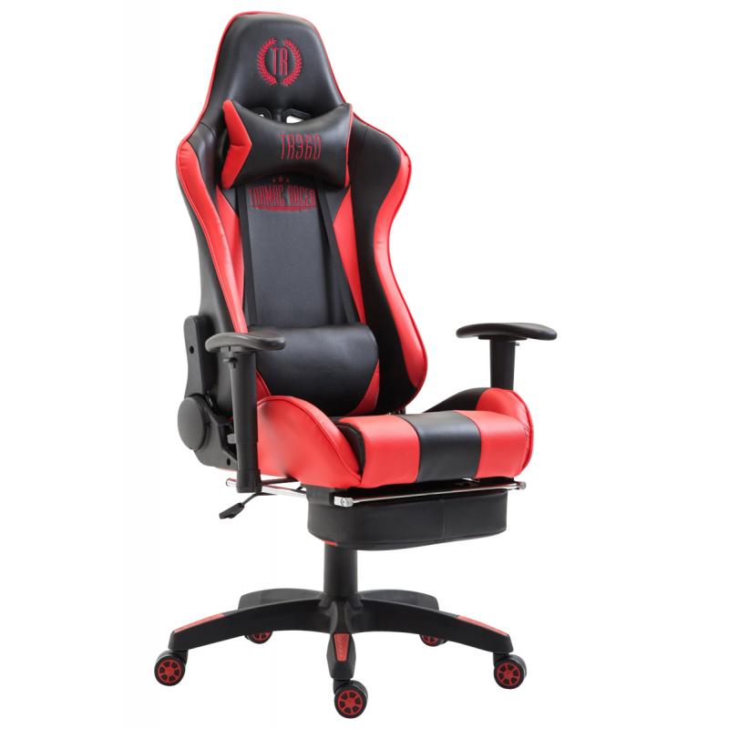 Brostuhl HLO-CP26 Kunstleder mit Fuablage ~ schwarz/rot