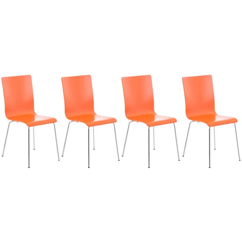 4er Set Besucherstuhl HLO-CP1 ~ orange