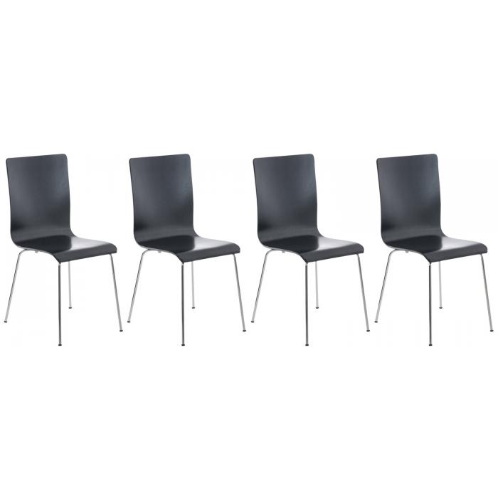 4er Set Besucherstuhl HLO-CP1 ~ schwarz