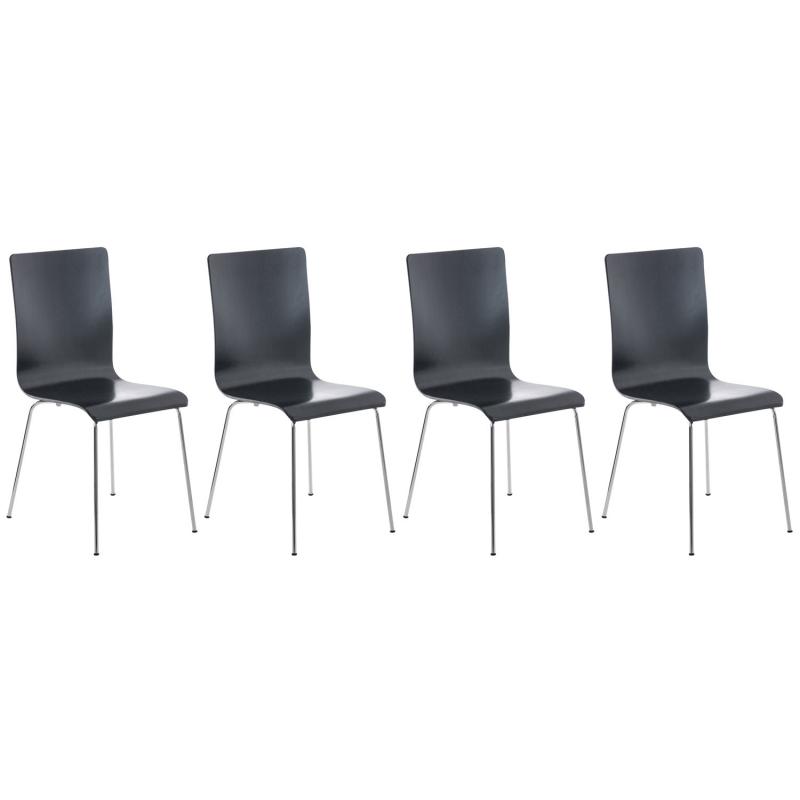 4er Set Besucherstuhl HLO-CP1 ~ schwarz