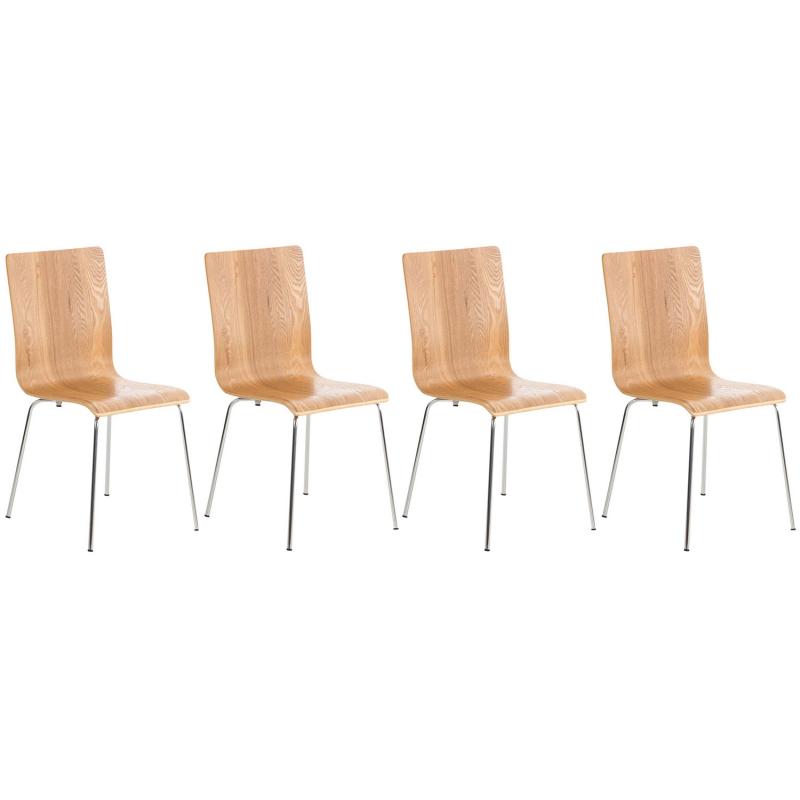 4er Set Besucherstuhl HLO-CP1 ~ eiche