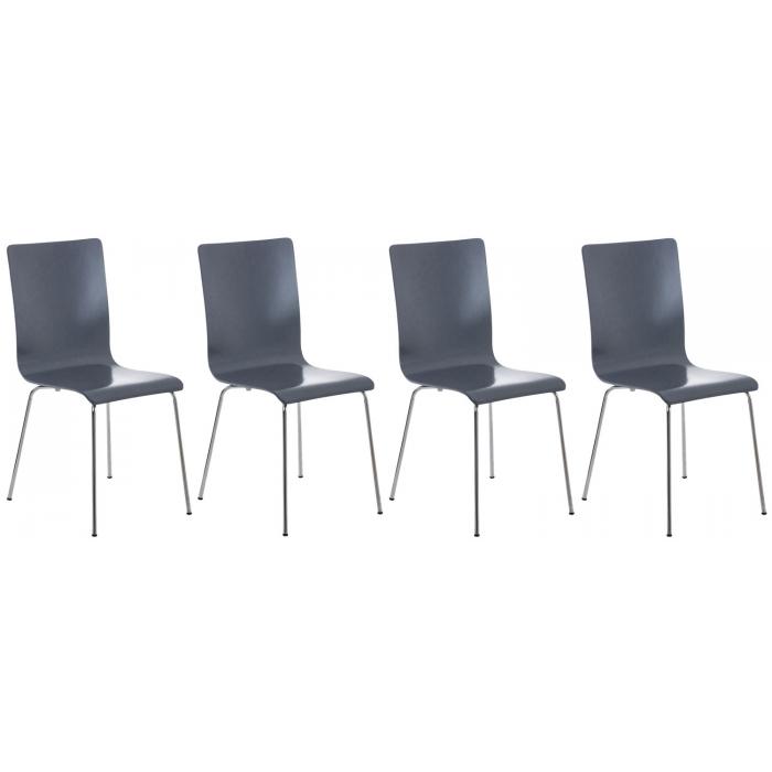 4er Set Besucherstuhl HLO-CP1 ~ grau