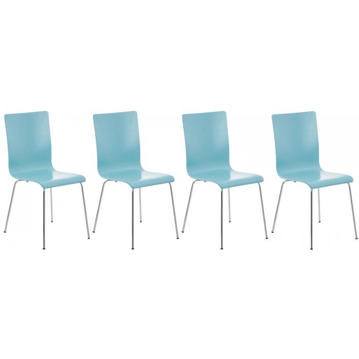 4er Set Besucherstuhl HLO-CP1 ~ hellblau