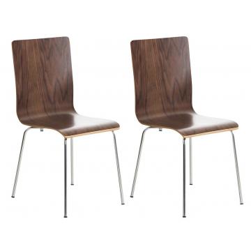2er Set Besucherstuhl HLO-CP1 ~ walnuss
