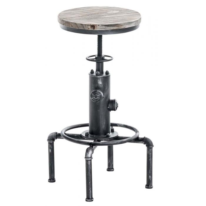 Barhocker HLO-CP70 Holz ~ antik silber