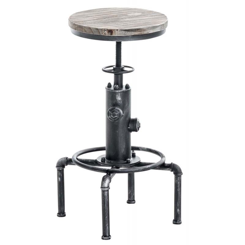 Barhocker HLO-CP70 Holz ~ antik silber