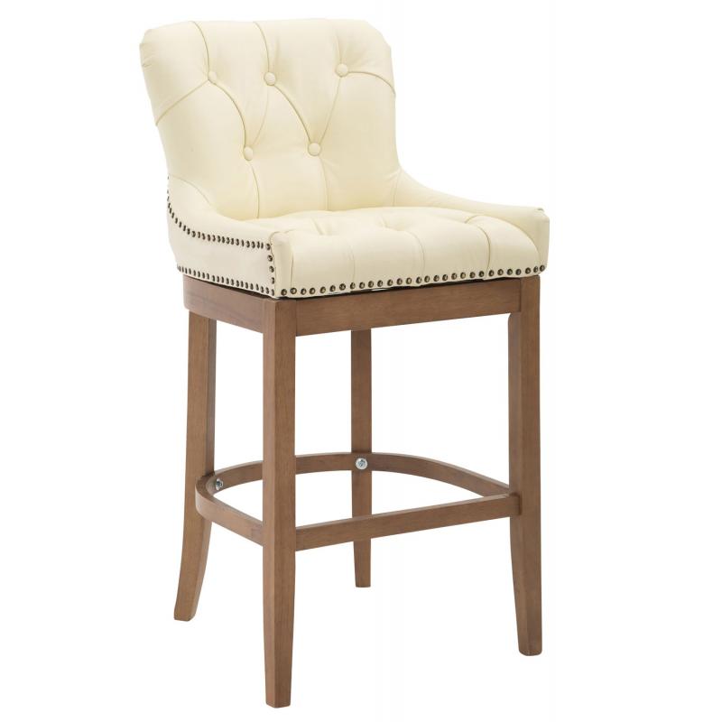 Barhocker HLO-CP26 Echtleder, Antik-hell ~ creme