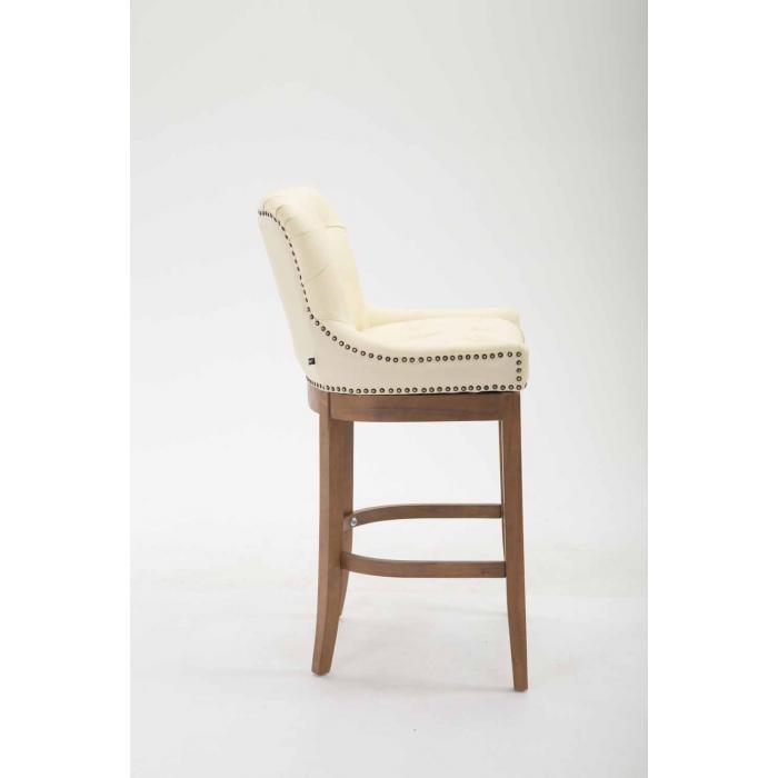 Barhocker HLO-CP26 Echtleder, Antik-hell ~ creme