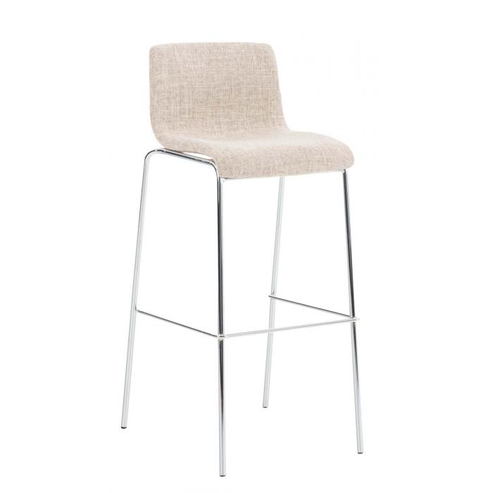 Barhocker HLO-CP20 Stoff 4-Fu Gestell Chrom ~ creme