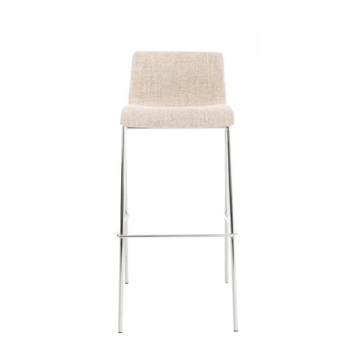 Barhocker HLO-CP20 Stoff 4-Fu Gestell Chrom ~ creme