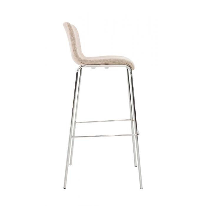 Barhocker HLO-CP20 Stoff 4-Fu Gestell Chrom ~ creme