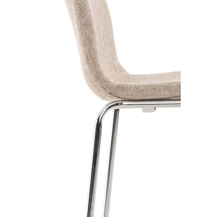 Barhocker HLO-CP20 Stoff 4-Fu Gestell Chrom ~ creme