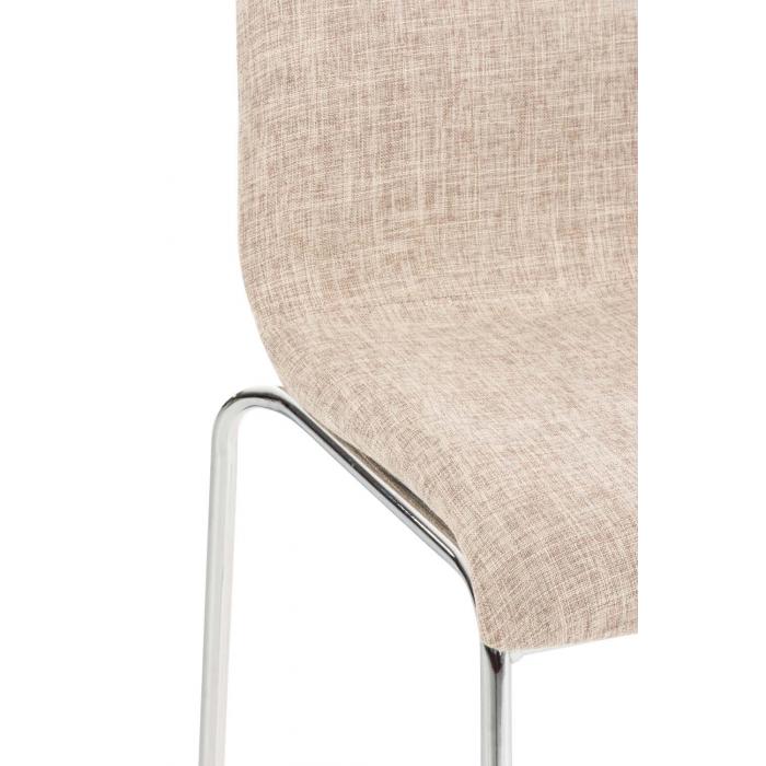 Barhocker HLO-CP20 Stoff 4-Fu Gestell Chrom ~ creme