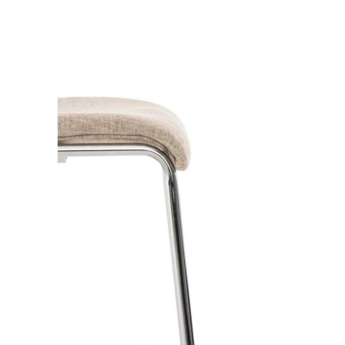 Barhocker HLO-CP20 Stoff 4-Fu Gestell Chrom ~ creme