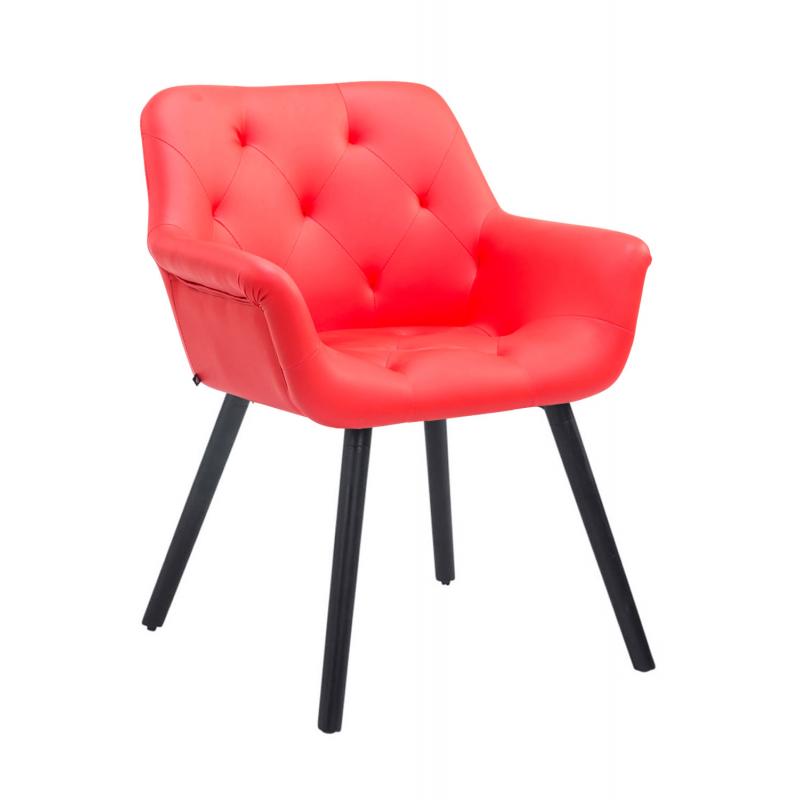 Besucherstuhl HLO-CP3 Kunstleder Schwarz ~ rot