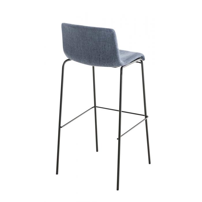 Barhocker HLO-CP20 Stoff 4-Fu Gestell schwarz ~ blau